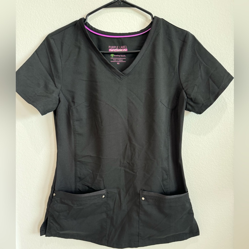 Healing Hands Purple Label Yoga Women's Scrub Top Shirt Size XS